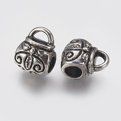 Ion Plating(IP) 304 Stainless Steel European Beads, Large Hole Beads, Bag, Antique Silver, 13x10x9mm, Hole: 4.5mm(STAS-J022-028AS)