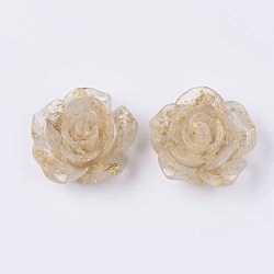 Translucent Resin Cabochons, with Gold Foil Inside, Flower, PapayaWhip, 22x22.5x10mm(RESI-S364-45C)