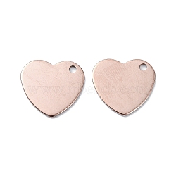 201 Stainless Steel Charms, Heart Charms, Rose Gold, 13.5x14x1mm, Hole: 1.5mm(STAS-H191-01C-RG)