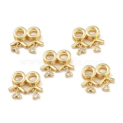 Brass Micro Pave Clear Cubic Zirconia Pendants, Long-Lasting Plated, Human, Real 18K Gold Plated, 16x18.5x4mm, Hole: 4x2mm(ZIRC-L100-057G)