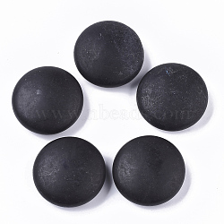 Natural Black Stone Beads, No Hole/Undrilled, Flat Round, 45x18mm(G-S364-005)
