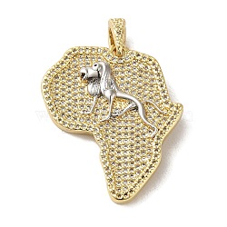 Brass Micro Pave Clear Cubic Zirconia Pendants, Real 18K Gold Plated, Dog, 35x29.5x3mm, Hole: 6.7x4mm(KK-R162-075G)