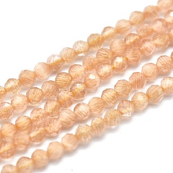 Cat Eye Beads Strands, Round, Faceted, Light Salmon, 2mm, Hole: 0.2mm, 14.17 inch(36cm), 174~184pcs/strand(CE-I005-A05)
