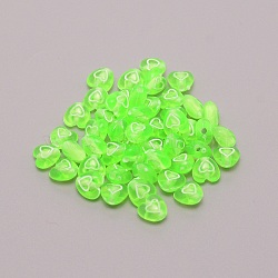 Transparent Acrylic Beads, with Enamel, Heart, Green Yellow, 6.5x6.5x4.5mm, Hole: 1mm, 100pcs/bag(TACR-TAC0001-05I)