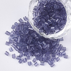 6/0 Two Cut Glass Seed Beads, Hexagon, Transparent Colours, DarkSlate Blue, 3.5~5x3.5~4mm, Hole: 1mm, about 4500pcs/bag(SEED-S033-11B-05)
