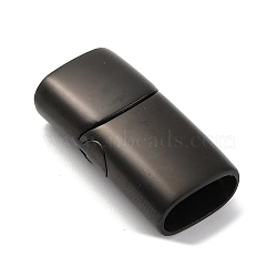 Ion Plating(IP) 304 Stainless Steel Magnetic Clasps with Glue-in Ends, Smooth Surface, Rectangle, Black, 29x14x8mm, Hole: 6x12mm(STAS-G136-05B)