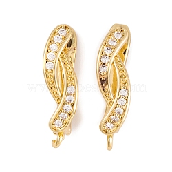 Rack Plating Brass Cubic Zirconia Hoop Earring Findings, Cadmium Free & Lead Free, Long-Lasting Plated, Real 18K Gold Plated, 15x5mm, Hole: 1.5mm, Pin: 9x1mm(KK-S374-04G-05)