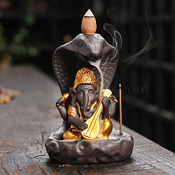 Porcelain Snake Backflow Incense Burner Smoke Incense Holder, Creative Aromatherapy Burner Ornament Home Decor, Gold, 90x85x123mm(SNAK-PW0001-55A)