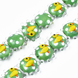 Handmade Bumpy Lampwork Beads Strands, Duck, Clear, 20~21x17~19x9.5~10mm, Hole: 1.6mm, about 30pcs/strand, 18.50 inch~18.90 inch(47~48cm)(LAMP-N021-036D)
