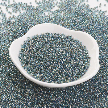 TOHO Japanese Seed Beads, Round, 11/0, (995) Gilt Lined AB Aqua, 2x1.5mm, Hole: 0.5mm, about 42000pcs/pound