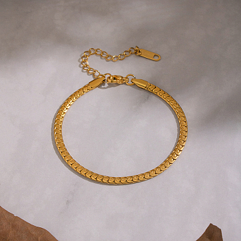 Hip Hop Style 3.4MM Chain Bracelet 304 Stainless Steel Fashion Jewelry, Real 18K Gold Plated, 6.69 inch(17cm)
