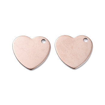 201 Stainless Steel Charms, Heart Charms, Rose Gold, 13.5x14x1mm, Hole: 1.5mm
