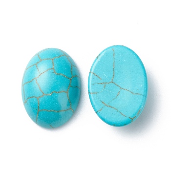 Craft Findings Dyed Synthetic Turquoise Gemstone Flat Back Cabochons, Oval, Medium Turquoise, 13x18x6mm