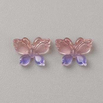 Luminous Resin Cabochons, Glow in the Dark, Nail Art Decoration Accessories, Butterfly, Pink, 8x10x3mm