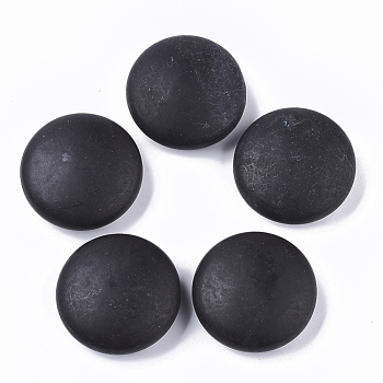 Natural Black Stone Beads, No Hole/Undrilled, Flat Round, 45x18mm
