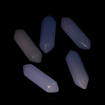 Glass Beads, Luminous/Glow in the Dark, No Hole, Double Terminated Point, Lilac, 22~23x6x6mm