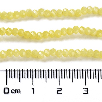 Baking Painted Imitation Jade Glass Bead Strands, Faceted Rondelle, Yellow, 3x2mm, Hole: 0.8mm, about 145~150pcs/strand, 34~35cm