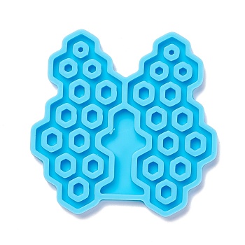 Honeycomb DIY Pendant Silicone Molds, for Earring Making, Resin Casting Molds, For UV Resin, Epoxy Resin Jewelry Making, Deep Sky Blue, 53x54x4mm, Inner Diameter: 50x25mm