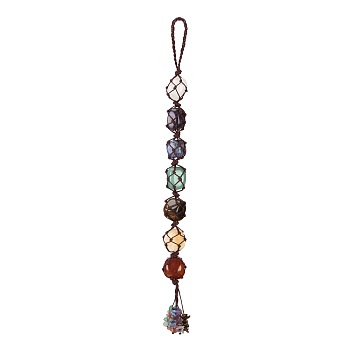 Handmade Natural Gemstone Hanging Ornament, for Car Rear View Mirror Decoration, 350mm