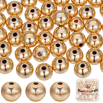 40Pcs Rack Plating Brass Beads, Long-Lasting Plated, Round, Real 14K Gold Plated, 10mm