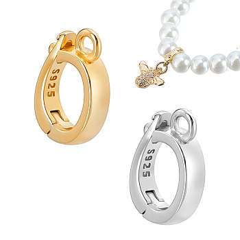 2Pcs 2 Colors 925 Sterling Silver Pendant Bails, Platinum & Golden, 10.5x7.5x2.5mm, Hole: 1.2mm, 1pc/color