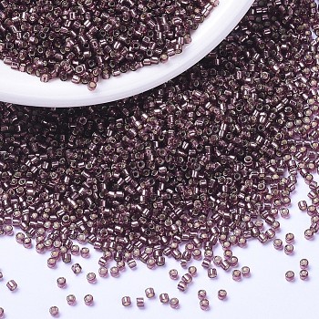 MIYUKI Delica Beads Small, Cylinder, Japanese Seed Beads, 15/0, (DBS1204) Silverlined Mauve, 1.1x1.3mm, Hole: 0.7mm, about 175000pcs/bag, 50g/bag
