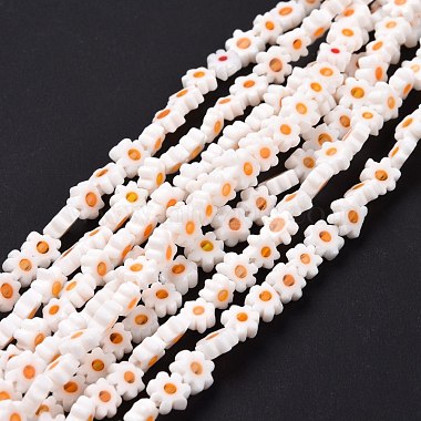 Orange Flower Millefiori Lampwork Beads