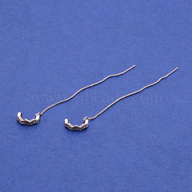 Rhodium Plated 925 Sterling Silver Long Dangle Stud Earrings(EJEW-TAC0017-01)-2