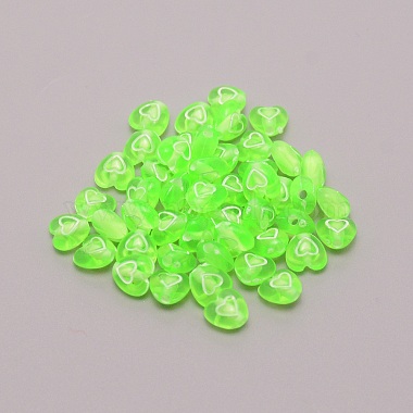 Green Yellow Heart Acrylic Beads