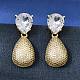 Brass Clear Cubic Zirconia Dangle Stud Earrings(EJEW-A162-04G)-1
