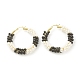 Porcelain Beaded Huggie Hoop Earrings for Women(EJEW-C003-01-RS)-2