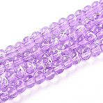 Drawbench Transparent Glass Beads Strands, Spray Painted, Round, Medium Orchid, 4mm, Hole: 1.1~1.3mm, 31.4 inch(GLAD-Q012-4mm-18)