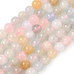 Round Natural Morganite Bead Strands, Grade AA, 6mm, Hole: 1mm, about 62pcs/strand, 15 inch(G-L425-30-6mm)