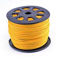 Faux Suede Cords, Faux Suede Lace, Gold, 1/8 inch(3mm)x1.5mm, about 100yards/roll(91.44m/roll), 300 feet/roll(LW-S028-36)