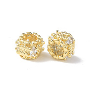 Brass Micro Pave Cubic Zirconia Beads, Rondelle, Real 18K Gold Plated, 7.5x6mm, Hole: 4mm(KK-I702-10G)