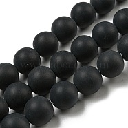 Grade A Natural Black Agate Beads Strands, Dyed, Frosted, Round, 12mm, Hole: 1.5mm, about 33pcs/strand, 15 inch(G447-6)