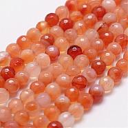 Natural Carnelian Beads Strands, Faceted, Round, 4mm, Hole: 0.8mm, about 96pcs/strand, 14.9 inch~15.1 inch(G-D840-34-4mm)