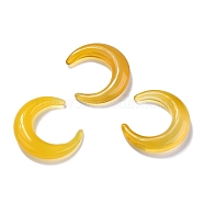 Natural Yellow Agate Beads, No Hole, for Wire Wrapped Pendant Making, Double Horn/Crescent Moon, Dyed & Heated, 31x28x6.5mm(G-J366-09C)