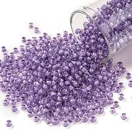 TOHO Round Seed Beads, Japanese Seed Beads, (943) Light Purple Lined Crystal, 8/0, 3mm, Hole: 1mm, about 222pcs/10g(X-SEED-TR08-0943)