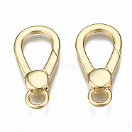 Brass Lobster Claw Clasps, Nickel Free, Real 16K Gold Plated, 28x13.5x4mm, Hole: 4mm(KK-Q252-009G-NF)