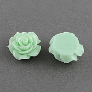 Flat Back Hair & Costume Accessories Ornaments Scrapbook Embellishments Resin Flower Rose Cabochons, Pale Green, 19x8mm(CRES-Q105-04)