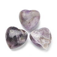 Natural Amethyst Heart Love Stone, Pocket Palm Stone for Reiki Balancing, 39~40x40x19~21mm(G-J391-02E)