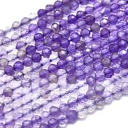 Natural Amethyst Beads Strands, Faceted, Round, 2.5mm, Hole: 0.5mm, about 158pcs/strand, 15.55 inch(39.5cm)(G-I289-01)