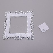 (Clearance Sale)Plastic Switch Decorated Frame, with Foam Double Sided Adhesive Tapes, Square with Flower Pattern, Silver, Frame: 154x154x37mm, 1pc, Double Sided Adhesive Tapes: 20x20x1mm, 4pcs(DIY-WH0259-10A)