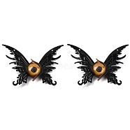 Butterfly with Eye Plastic Alligator Hair Clips, Hair Accessories with Iron Findings for Hollween, Black, 92x66x16mm, 2Pcs/set(PHAR-M015-04)