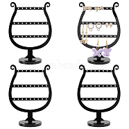 3-Tier Detachable Plastic Earring Display Stands, Tabletop Dangle Earring Organizer Holder, Wine Glass Shape, Black, Finished Product: 3.45x6.45x9cm, 2pcs/set(EDIS-WH0012-29)