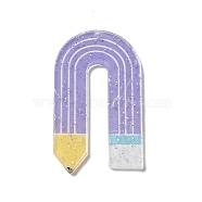 Acrylic Pendants, with Glitter Powder, Pencil, Lilac, 52.5x30x2mm, Hole: 1.8mm(OACR-H113-01C)