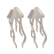 Rack Plating Jellyfish Brass Stud Earrings, Lead Free & Cadmium Free, Long-Lasting Plated, Platinum, 39x15mm(EJEW-I310-19P)