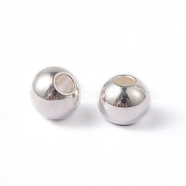 Ion Plating(IP) Round 304 Stainless Steel Beads, Silver Color Plated, 6x5mm, Hole: 2mm(STAS-G130-6mm-63S)