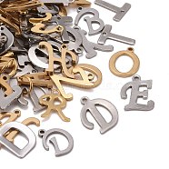 304 Stainless Steel Charms, Laser Cut, Alphabet, Letter, 10~13x6~14x1mm, Hole: 1mm(STAS-MSMC001-21)